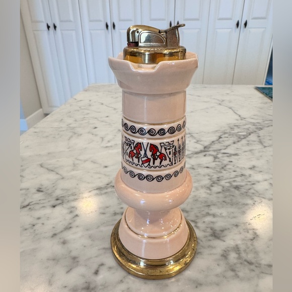 Vintage 1956 Evans Castle Chessman Table Lighter w/ Accessory Box Ashtray Holder - Picture 6 of 11